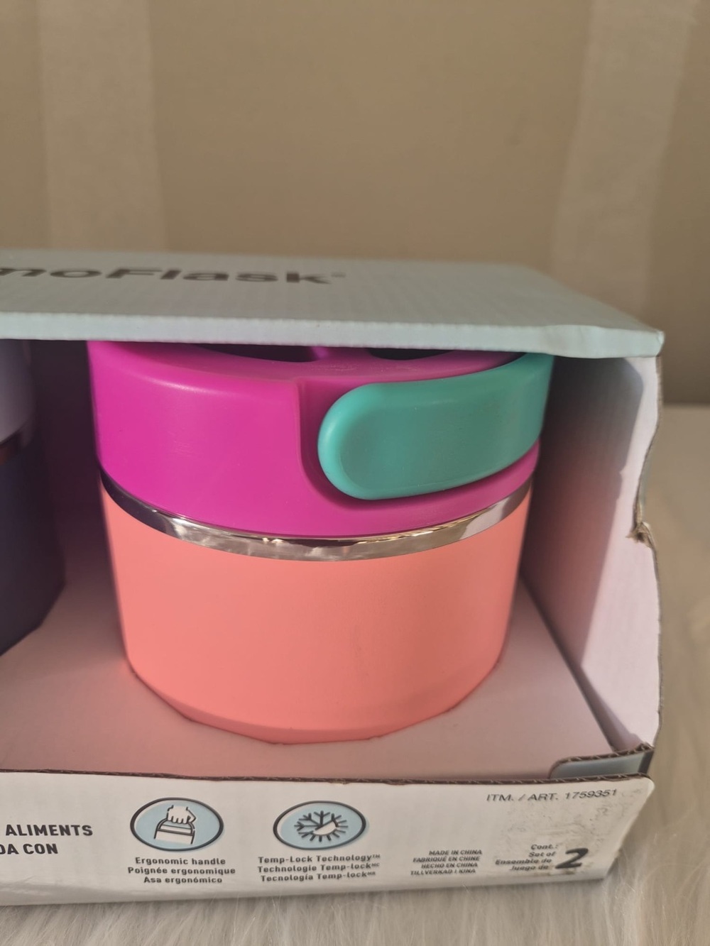 NEW ThermoFlask 20oz Insulated Food Jar (2-Pack) - Pink & Blue - Picture 4 of 6